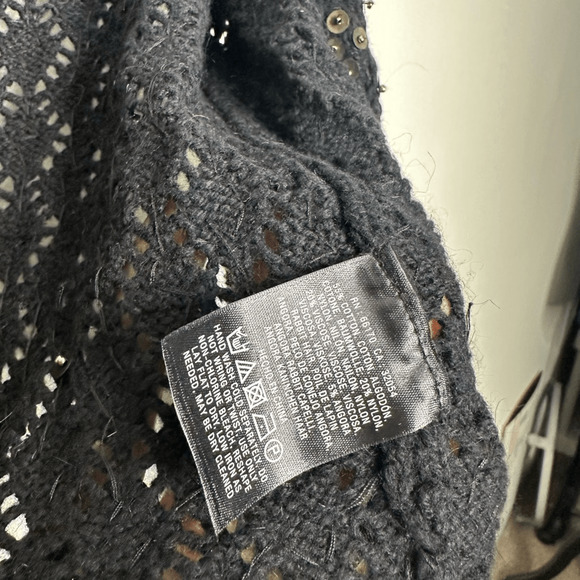y2k ANTHROPOLOGIE Monogram sequined Cardigan Womens M cropped metallic open - Picture 6 of 8